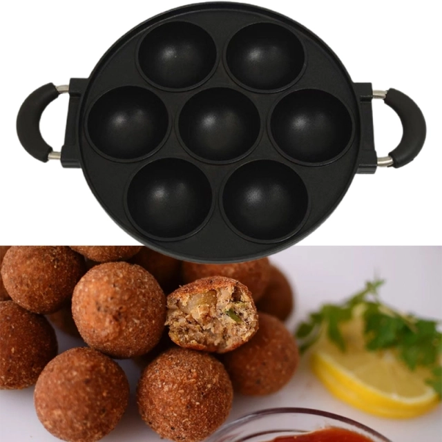 7-Hole Cake Cooking Pan Cast Iron Omelette Pan Non-Stick Cooking Pot Breakfast Egg Cooking Pie Cake Mold Kitchen Cookware Tool