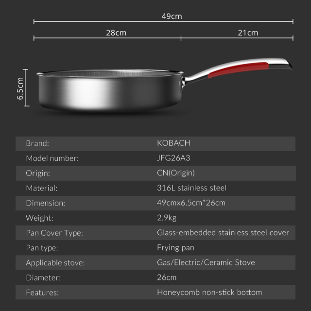 KOBACH frying pan 26cm nonstick pan kitchen stainless steel frying pan nonstick skillet frying pan with lid KOBACH frying pan 26cm nonstick pan kitchen stainless steel frying pan nonstick skillet frying pan with lid KOBACH frying pan 26cm nonstick pan ki