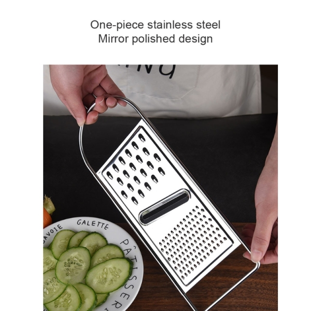 3 In 1 Stainless Steel Flat Cheese Grater Razor Sharp Teeth Carrot Potato Peeler Shredder Fruit Vegetable Slicer with Handle