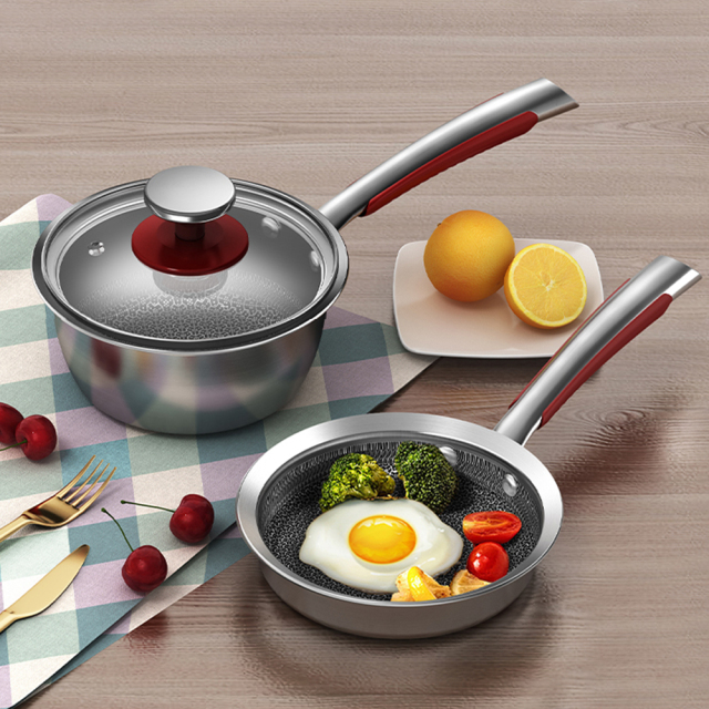 KOBACH kitchen cooking sets 16cm nonstick pan sets stainless steel cooking pots kitchen utensils sets breakfast cookware sets