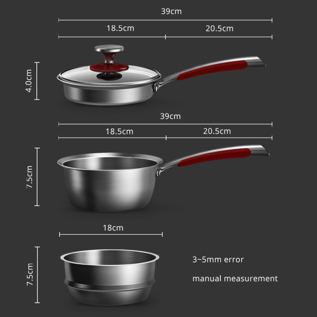 KOBACH kitchen cooking sets 16cm nonstick pan sets stainless steel cooking pots kitchen utensils sets breakfast cookware sets