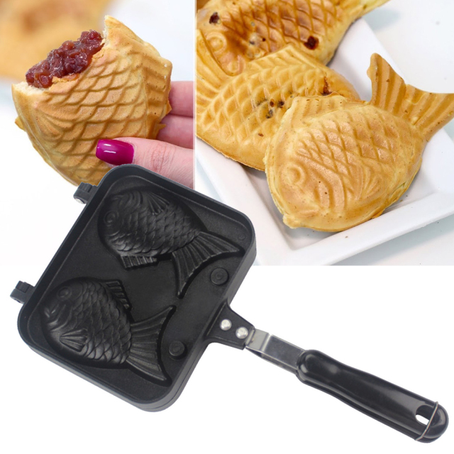 2 Molds Taiyaki Fish Shape Octopus Dumplings Waffle Maker Non-stick Buscuit Cake Bake Bakeware DIY Kitchen Tools Dessert Cooking