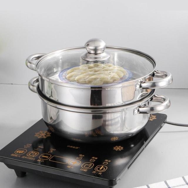 Double Layer 2 Tiers Stainless Steel Food Steamer Pot Soup Steam Pot Cooking Cookware Kitchen Tools For Induction Cooker