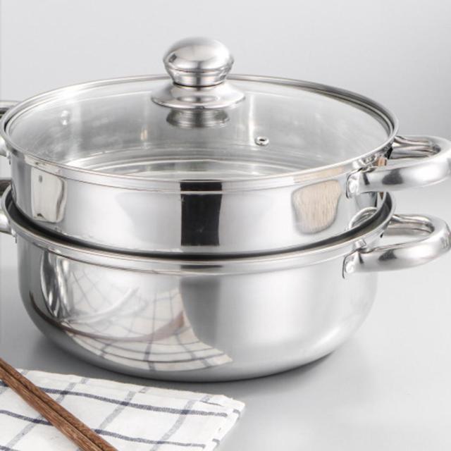 Double Layer 2 Tiers Stainless Steel Food Steamer Pot Soup Steam Pot Cooking Cookware Kitchen Tools For Induction Cooker