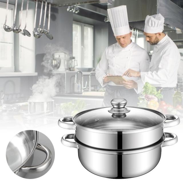 Double Layer 2 Tiers Stainless Steel Food Steamer Pot Soup Steam Pot Cooking Cookware Kitchen Tools For Induction Cooker