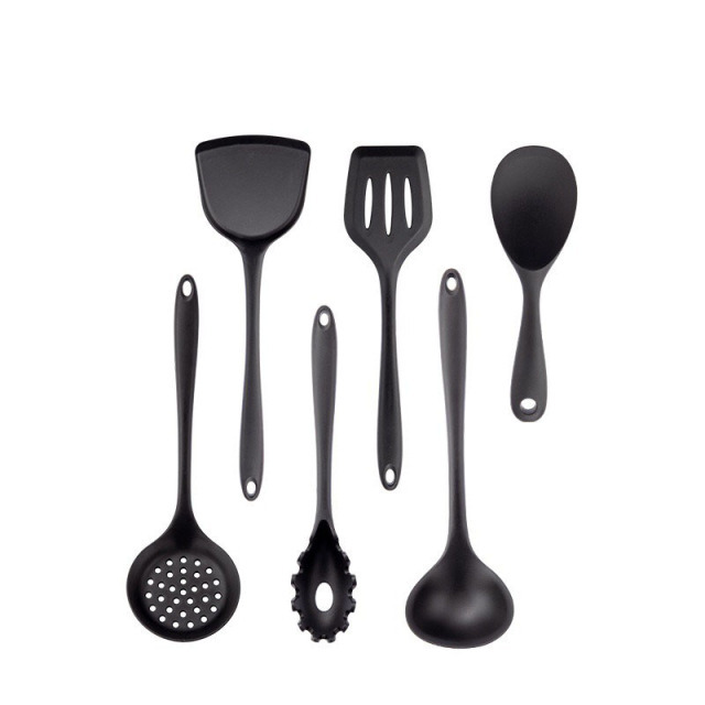 Black Silicone Kitchenware Non-stick Cooking Tool Spatula Ladle Egg Beaters Shovel Soup Cookware Utensil Kitchen Cookware