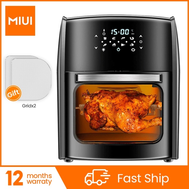 MIUI 10L/12.7QT Electric Air Fryer Oven MI-CYCLONE Rotisserie Dehydrator LED Large Capacity Chicken Frying Machine 5in1