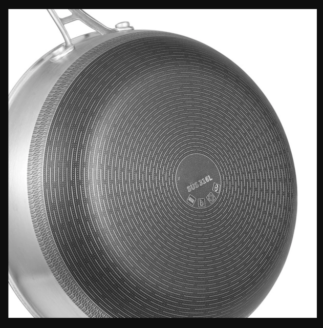 Kitchen Wok 28cm Honeycomb Nonstick Wok 316L Stainless Steel Cookware Nonstick Cooking Pan Electric Induction Pan