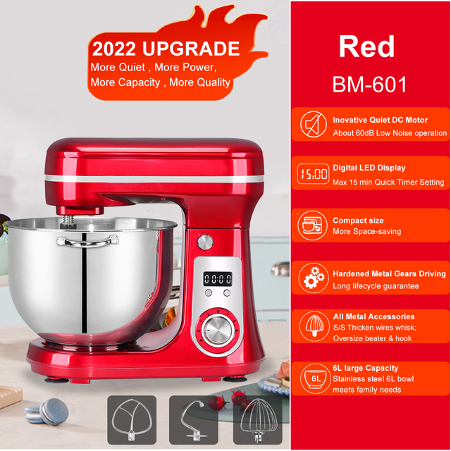 1200W 5L Stainless Steel Bowl 6-speed Kitchen Food Stand Mixer Cream Egg Whisk Whip Dough Kneading Mixer Blender