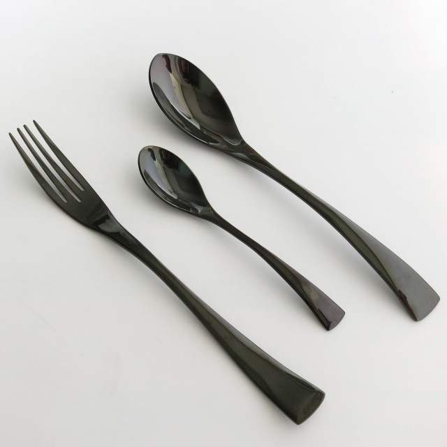 24-Pcs Black Dinnerware 18/10 Stainless Steel Flatware Set Steak Knife Fork Spoon Teaspoon Cutlery Set Food Tableware