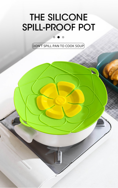 Lid For Pan Silicone lid Spill Stopper Cover For Pot Pan Kitchen Accessories Cooking Tools Flower Cookware Kitchen Accessories