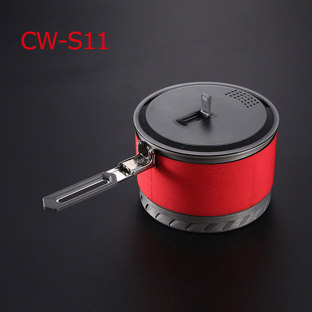 Outdoor Heat Exchange Camping Cooking Pot Cookware Folding Handle For Hiking Backpacking Picnic