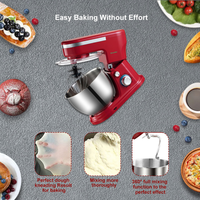 1200W 5L Stainless Steel Bowl 6-speed Kitchen Food Stand Mixer Cream Egg Whisk Whip Dough Kneading Mixer Blender