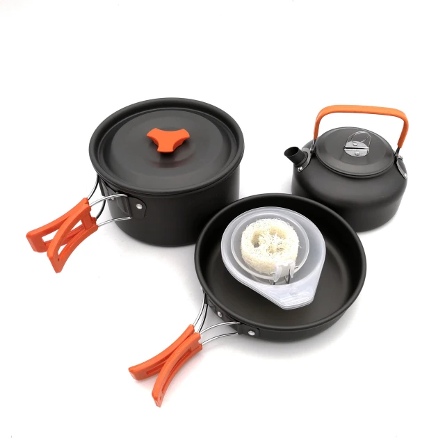 Camping Cookware Kit Outdoor Aluminum Cooking Set Water Kettle Pan Pot Travelling Hiking Picnic BBQ Tableware Camping Equipment