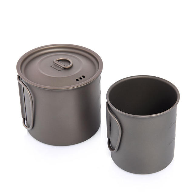 Camping Mug Titanium Cup Tourist Tableware Picnic Utensils Outdoor Kitchen Equipment Travel Cooking set Cookware Hiking