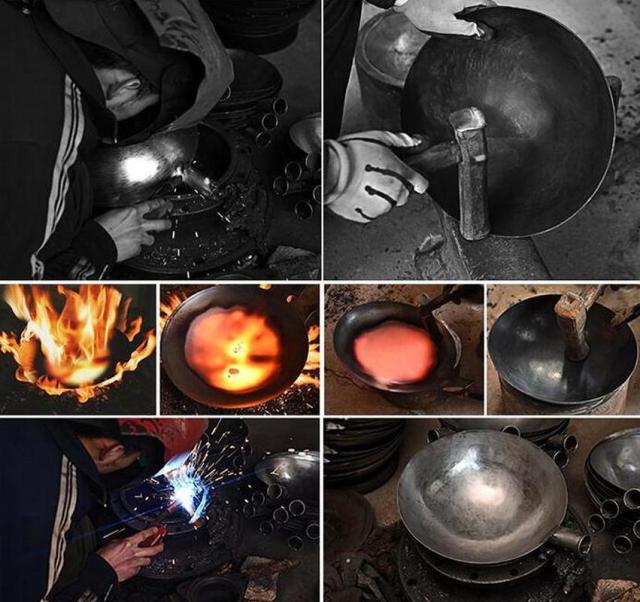 36CM High Quality Woks Chinese Iron Wok Traditional Handmade Iron Wok Non-Stick Pan Non-Coating Gas Cooker Cookware