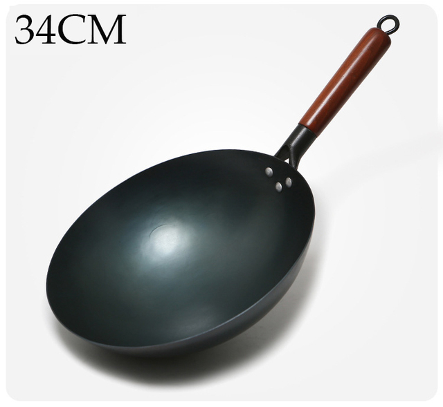 36CM High Quality Woks Chinese Iron Wok Traditional Handmade Iron Wok Non-Stick Pan Non-Coating Gas Cooker Cookware