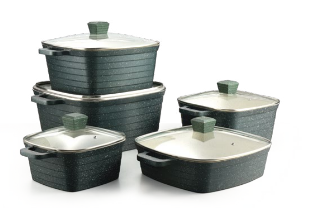 Gray-green marble cooked rice non-stick pan die-Cast Aluminum Cookware
