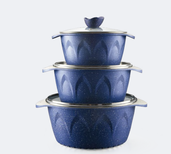 Customized diamond die-cast aluminum pots and pans high depth models ten-piece kitchen supplies soup pot stew pot non-stick