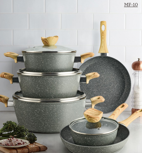 Three styles of marble non-stick cookware, light and simple, more comfortable to cook