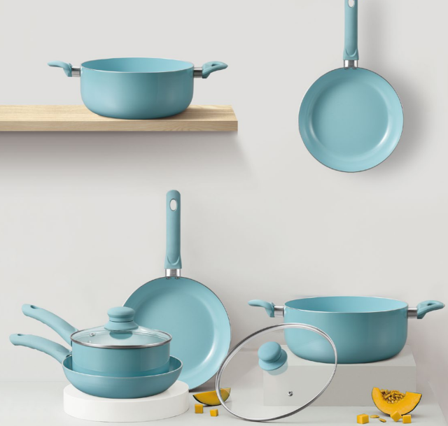 Sky blue multi-style cooking frying pan