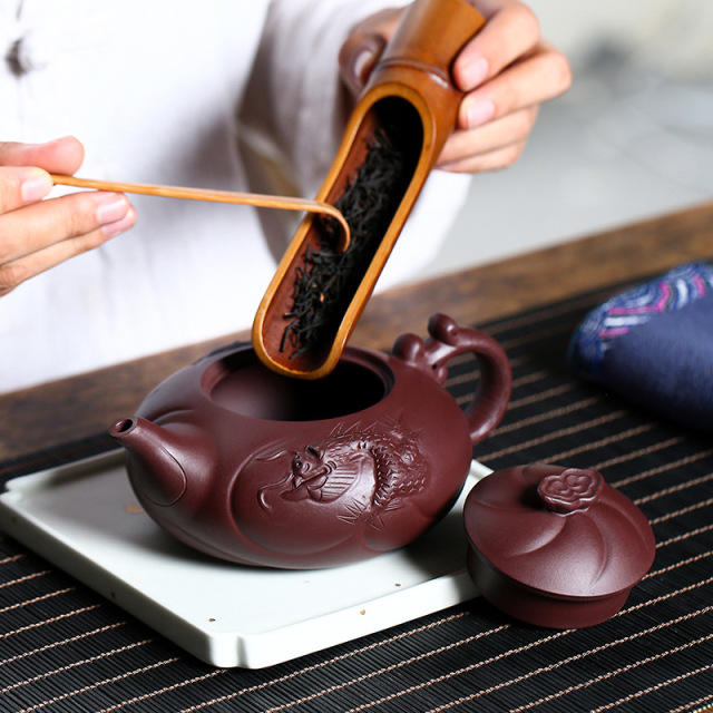 Flower Teapot Purple Clay Cookware Jasmine Teapots Teaware Blooming Tea Hibiscus Tetera Ceramica Kitchen Supplies EH60TP