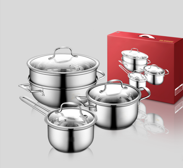 High-grade cookware set milk pot soup pot wok 18+22+26cm induction cookware for gas stove