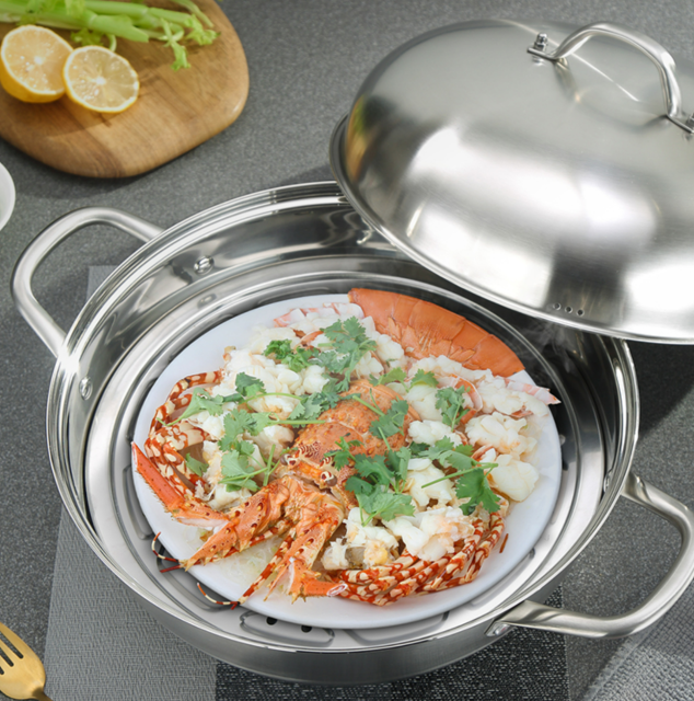 Steamer 34cm austenitic stainless steel induction gas stove universal thickened pot bottom