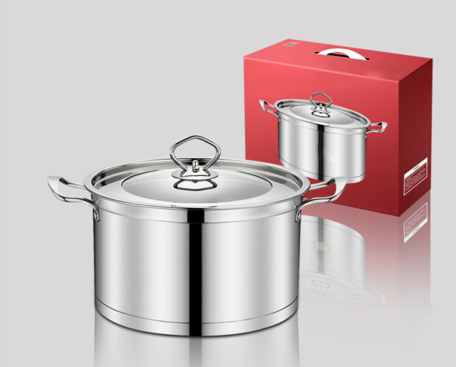 Stainless steel right angle steel handle [single layer] soup pot 22cm