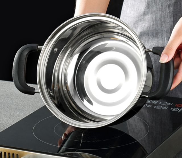 Stainless steel soup pot 20cm induction cooker gas stove universal thickened bottom