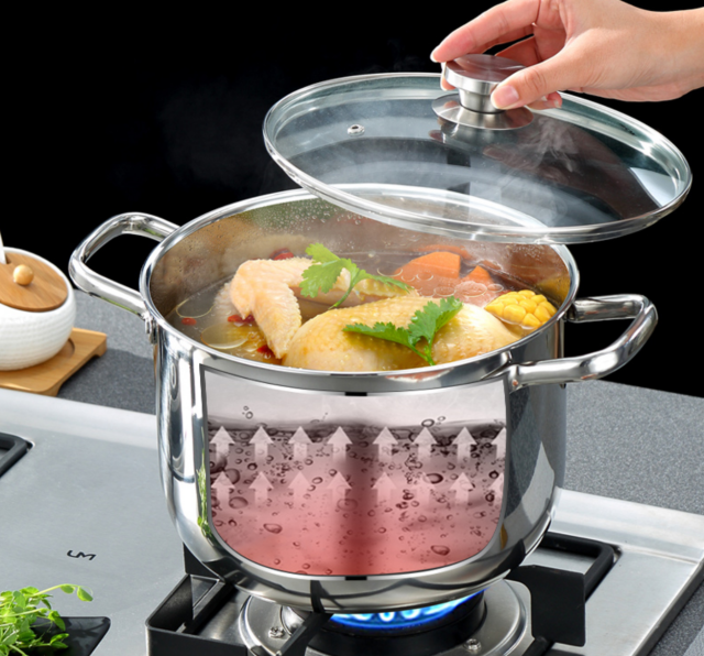 Platinum stock pot, stainless steel 304 stock pot, deepened stock pot, single bottom soup pot, induction cooker universal pot [single layer] 26cm