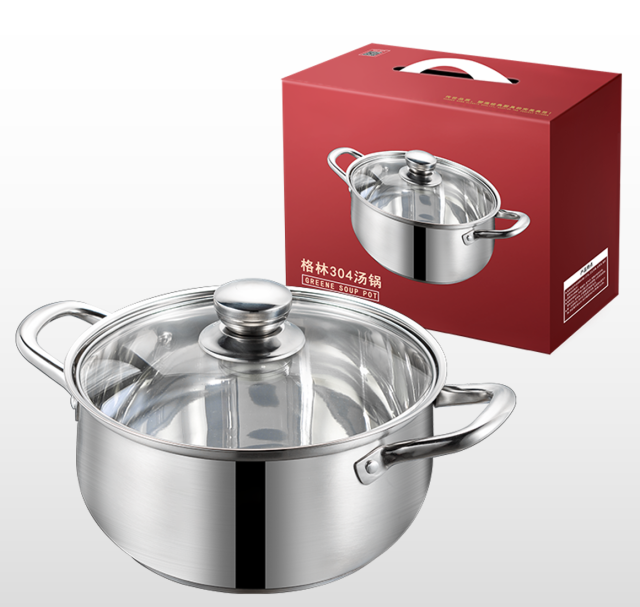 Stainless steel 304 soup pot multiple specifications compound bottom food grade 304 soup pot induction suitable for double ear pot 22cm