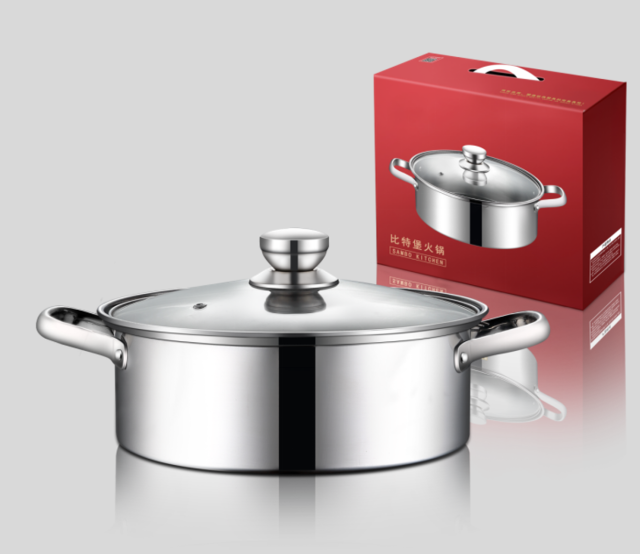 Stainless steel hot pot thickened deep soup pot induction gas stove for skewer pot kitchen pots and pans