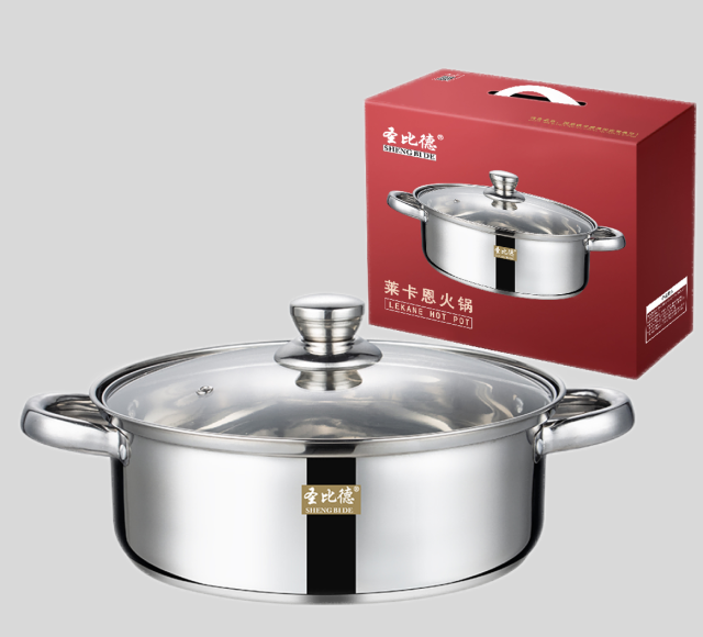 Stainless steel 304 hot pot straight body European style double bottom soup pot induction stove special hot pot