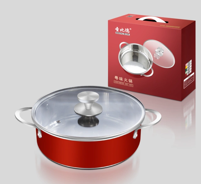 Guangdong flavor hot pot 28cm ferrous stainless steel large capacity easy to clean thickened pot bottom multi-color options