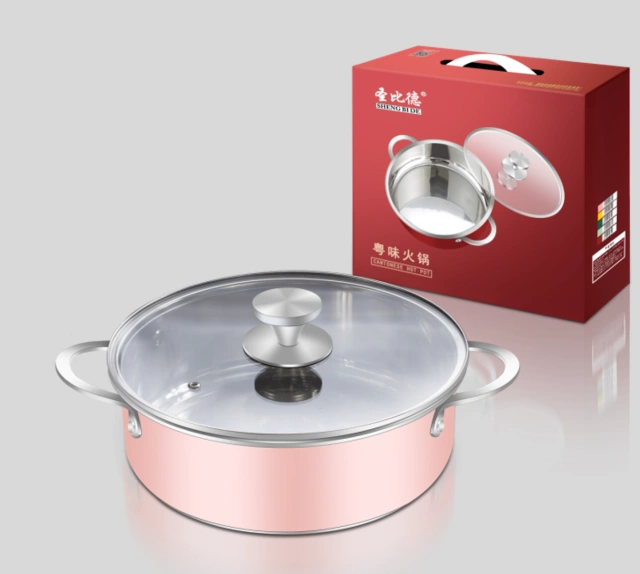 Guangdong flavor hot pot 28cm ferrous stainless steel large capacity easy to clean thickened pot bottom multi-color options