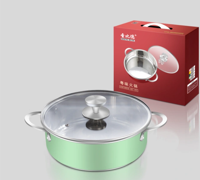 Guangdong flavor hot pot 28cm ferrous stainless steel large capacity easy to clean thickened pot bottom multi-color options