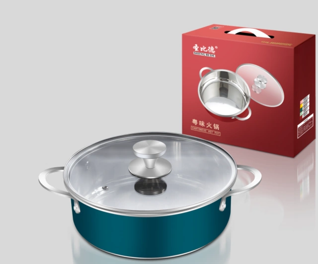 Guangdong flavor hot pot 28cm ferrous stainless steel large capacity easy to clean thickened pot bottom multi-color options