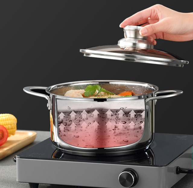 Carlisle 304 stainless steel soup pot 22cm induction stove gas stove general thickening composite pot bottom