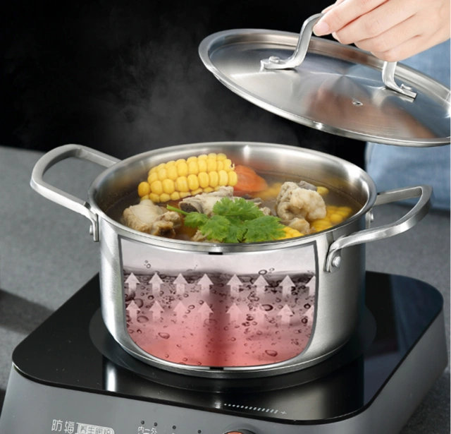 304 stainless steel soup pot 22cm induction stove gas stove universal
