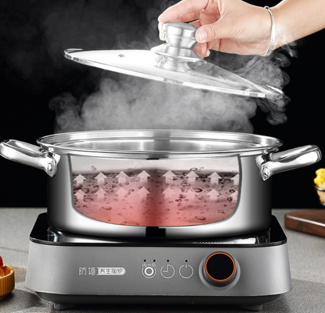 Stainless steel hot pot thickened deep soup pot induction gas stove for skewer pot kitchen pots and pans