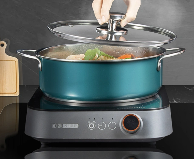 Guangdong flavor hot pot 28cm ferrous stainless steel large capacity easy to clean thickened pot bottom multi-color options