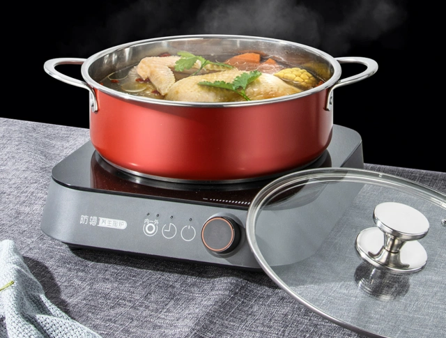 Guangdong flavor hot pot 28cm ferrous stainless steel large capacity easy to clean thickened pot bottom multi-color options