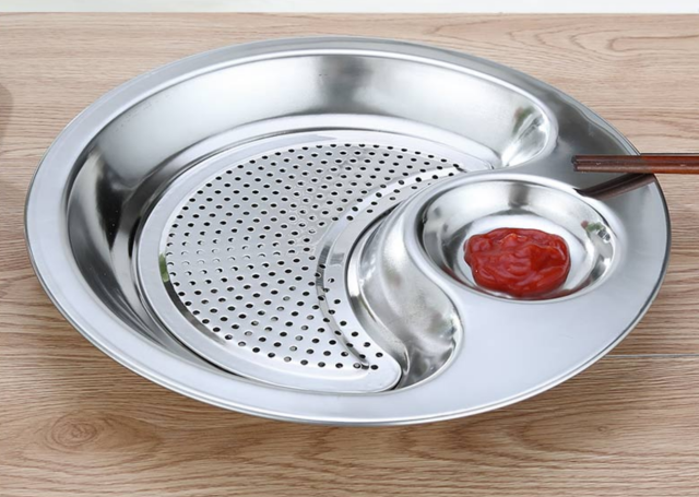 Dumpling tray 29cm home 304 stainless steel draining dumpling tray with dipping sauce