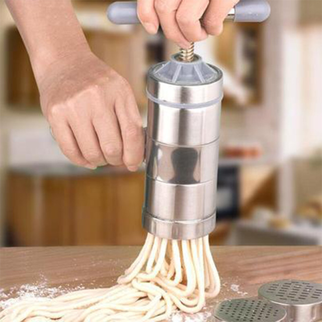 5 Mould Manual Noodle Maker Press Pasta Machine Spaghetti Noodle Making Machine Stainless Steel Fruit Cutter Juicer Kitchen Tool