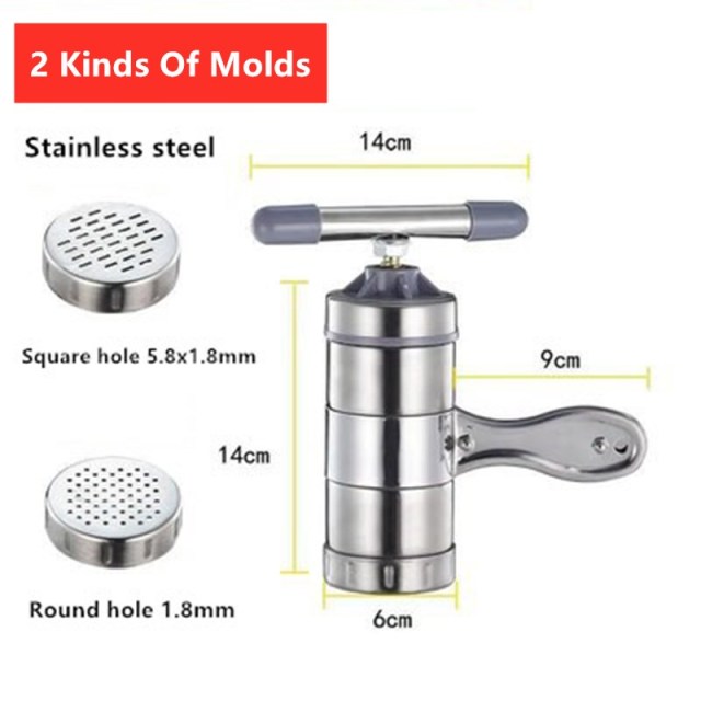 5 Mould Manual Noodle Maker Press Pasta Machine Spaghetti Noodle Making Machine Stainless Steel Fruit Cutter Juicer Kitchen Tool