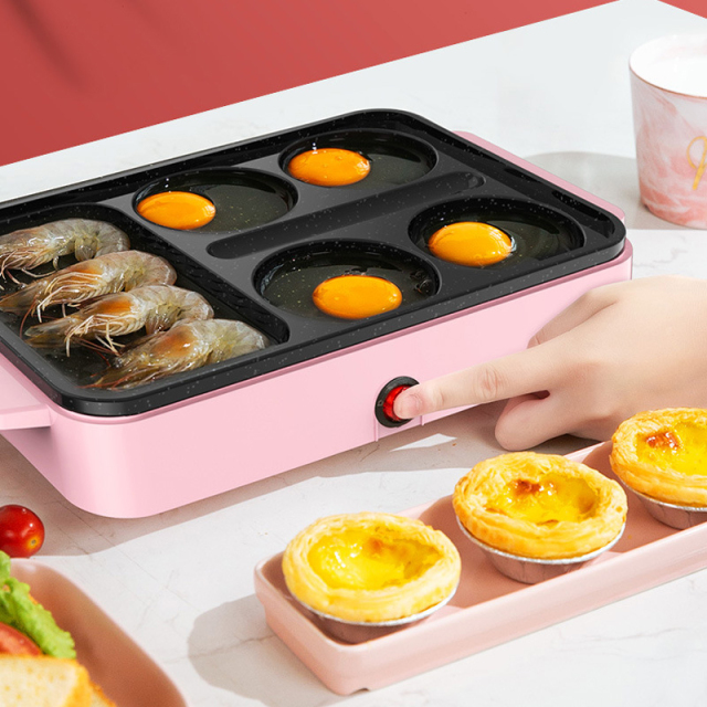 Electric Skillets Fried Egg Burger Machine 1000W Household Pancake Non-stick Frying Pan for Breakfast Steak and Sausage Cooker