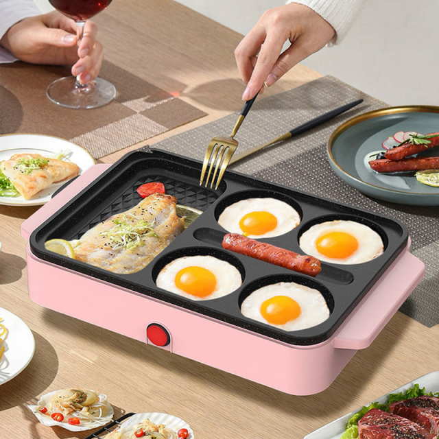 Electric Skillets Fried Egg Burger Machine 1000W Household Pancake Non-stick Frying Pan for Breakfast Steak and Sausage Cooker