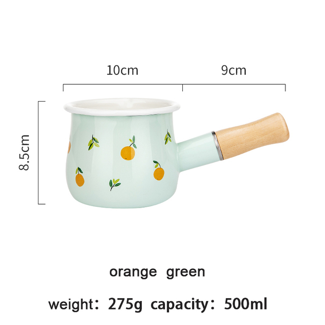 MDZF SWEETHOME 500ml Enamel Milk Pot With Wooden Handle Gas Stove Induction Cooke Baby Breakfast Milk Coffee Saucepan Cookware