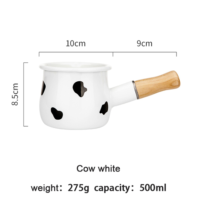 MDZF SWEETHOME 500ml Enamel Milk Pot With Wooden Handle Gas Stove Induction Cooke Baby Breakfast Milk Coffee Saucepan Cookware